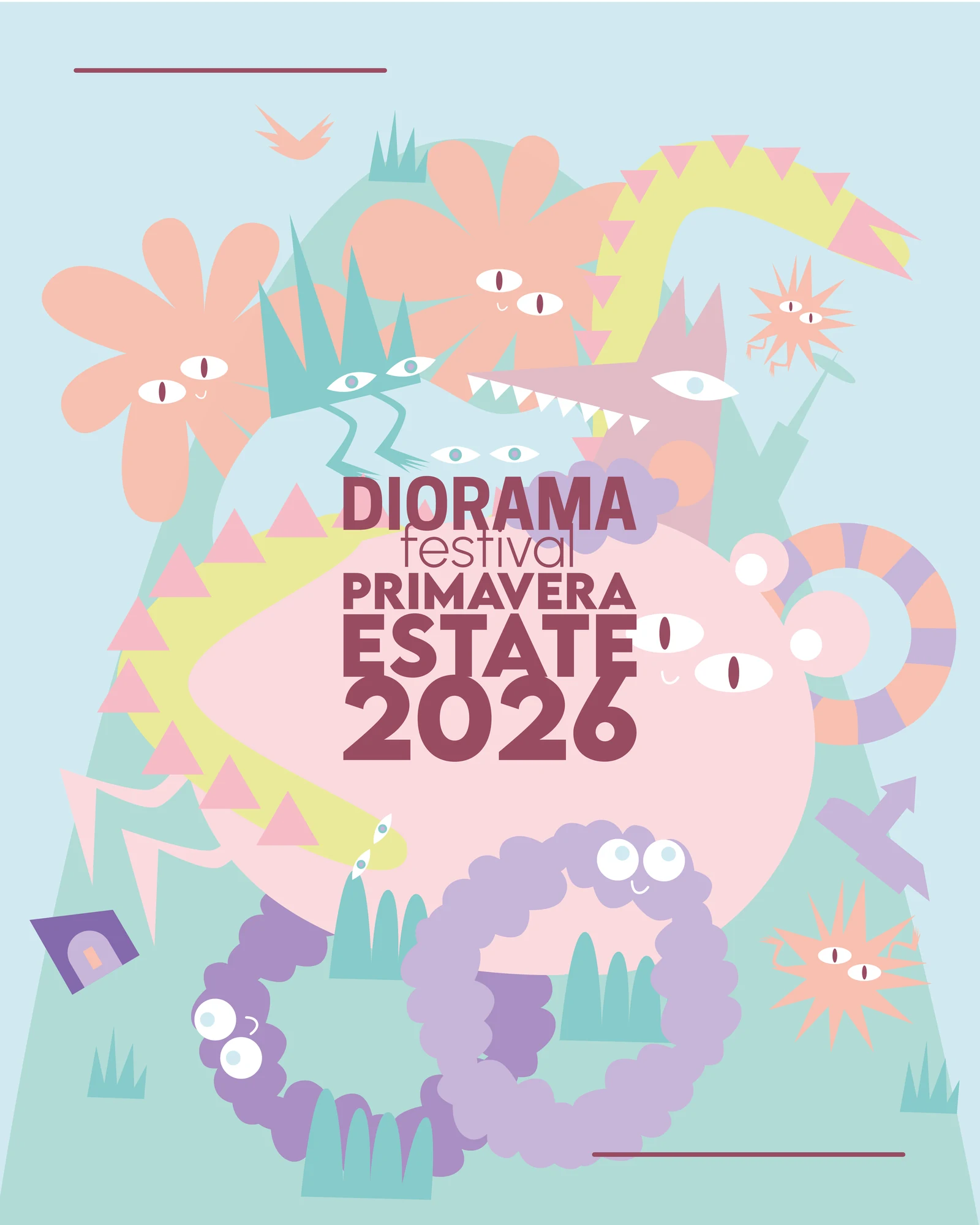 Copertina illustrata del Diorama Festival, primavera estate 2026