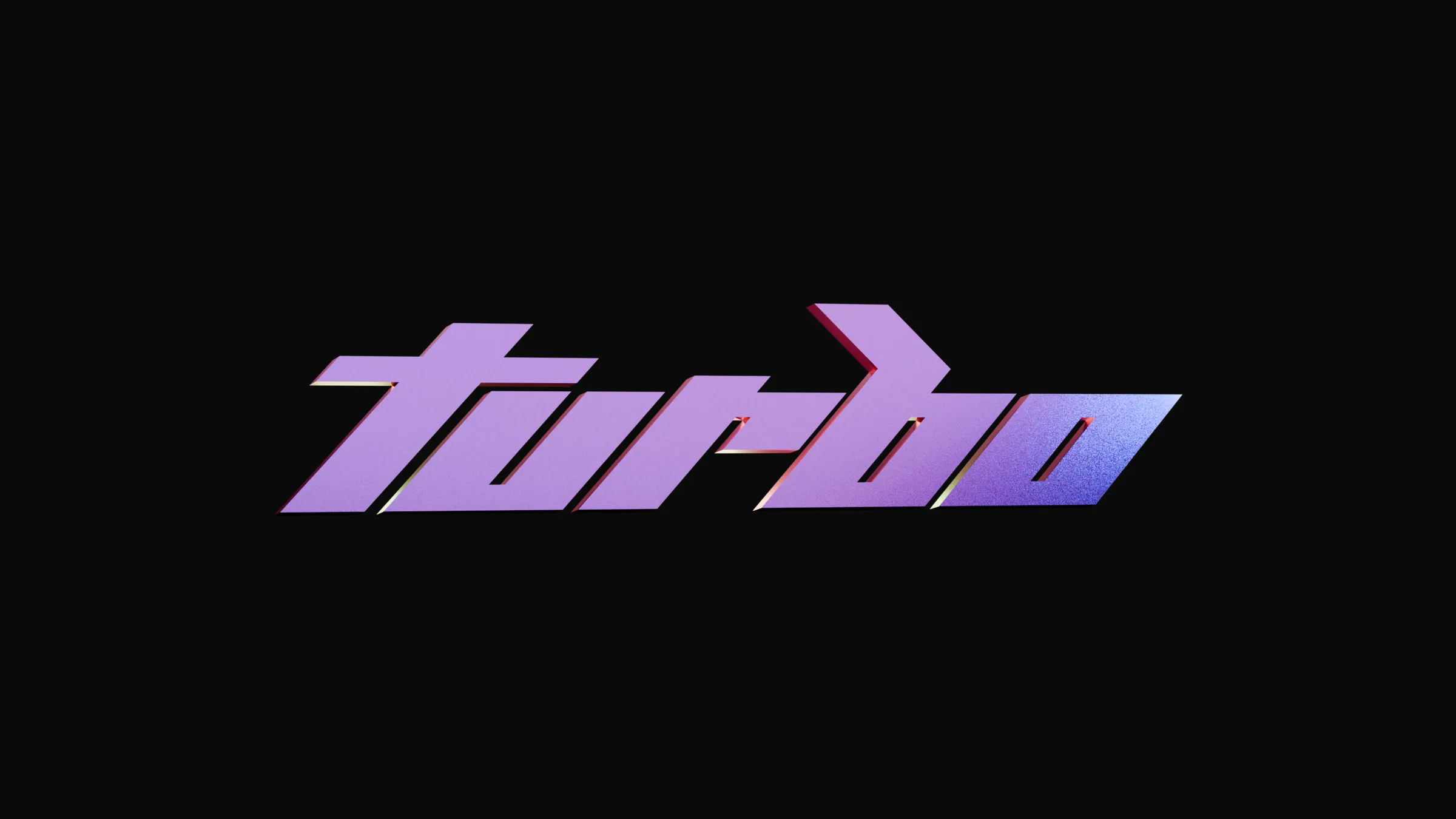 Il logo Turbo in lettere cromate viola su fondo nero